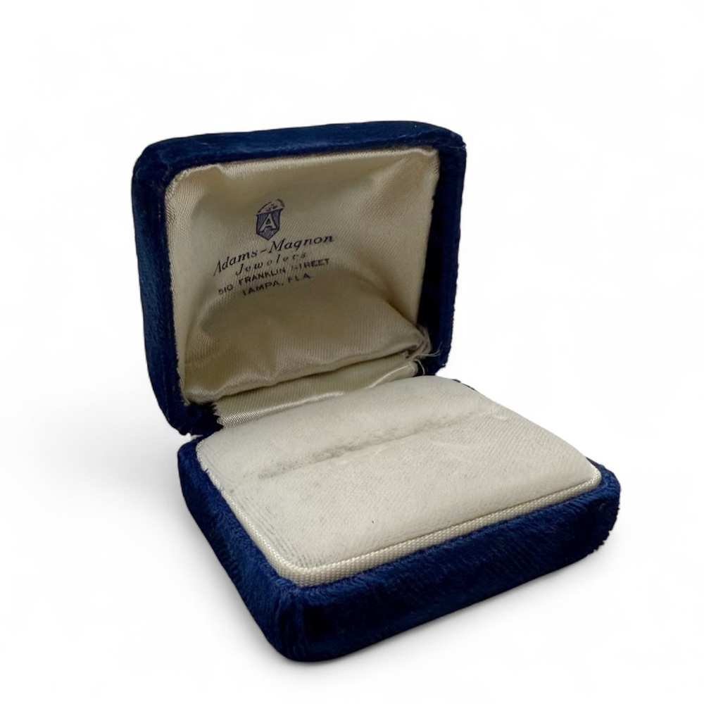 Vintage Royal Blue Velvet Jewelry Ring Presentation Box Adams-Magnon Tampa FL - Picture 2 of 9